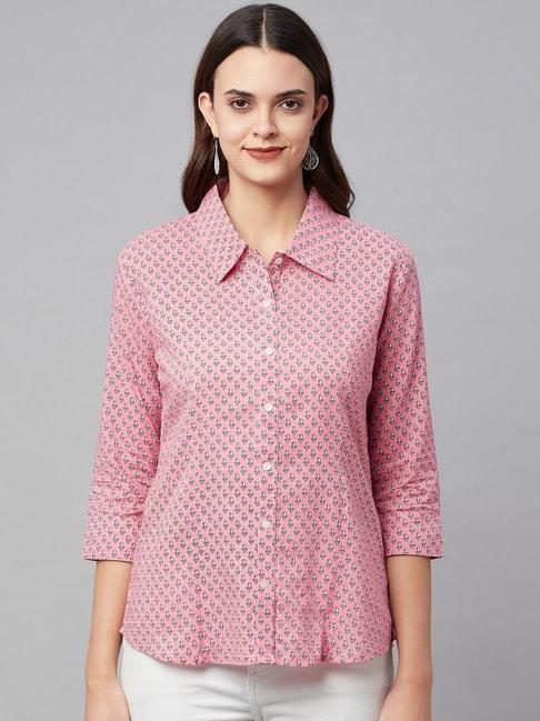 divena pink cotton printed shirt