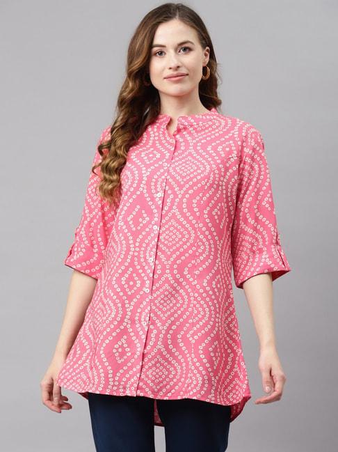 divena-pink-printed-a-line-tunic