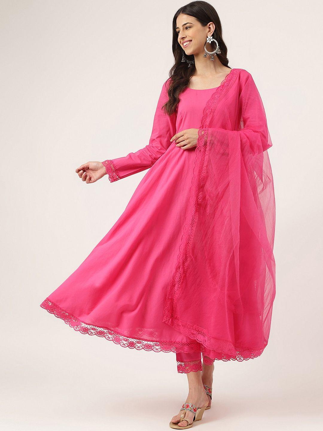 divena anarkali pure cotton kurta with trousers & dupatta