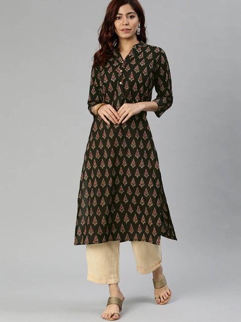 divena black printed kurta