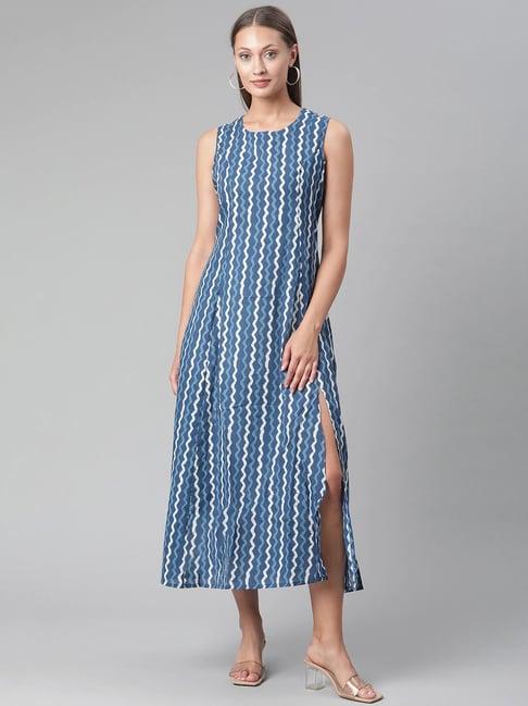 divena blue printed maxi dress