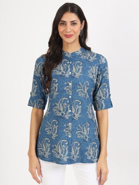 divena blue printed tunic