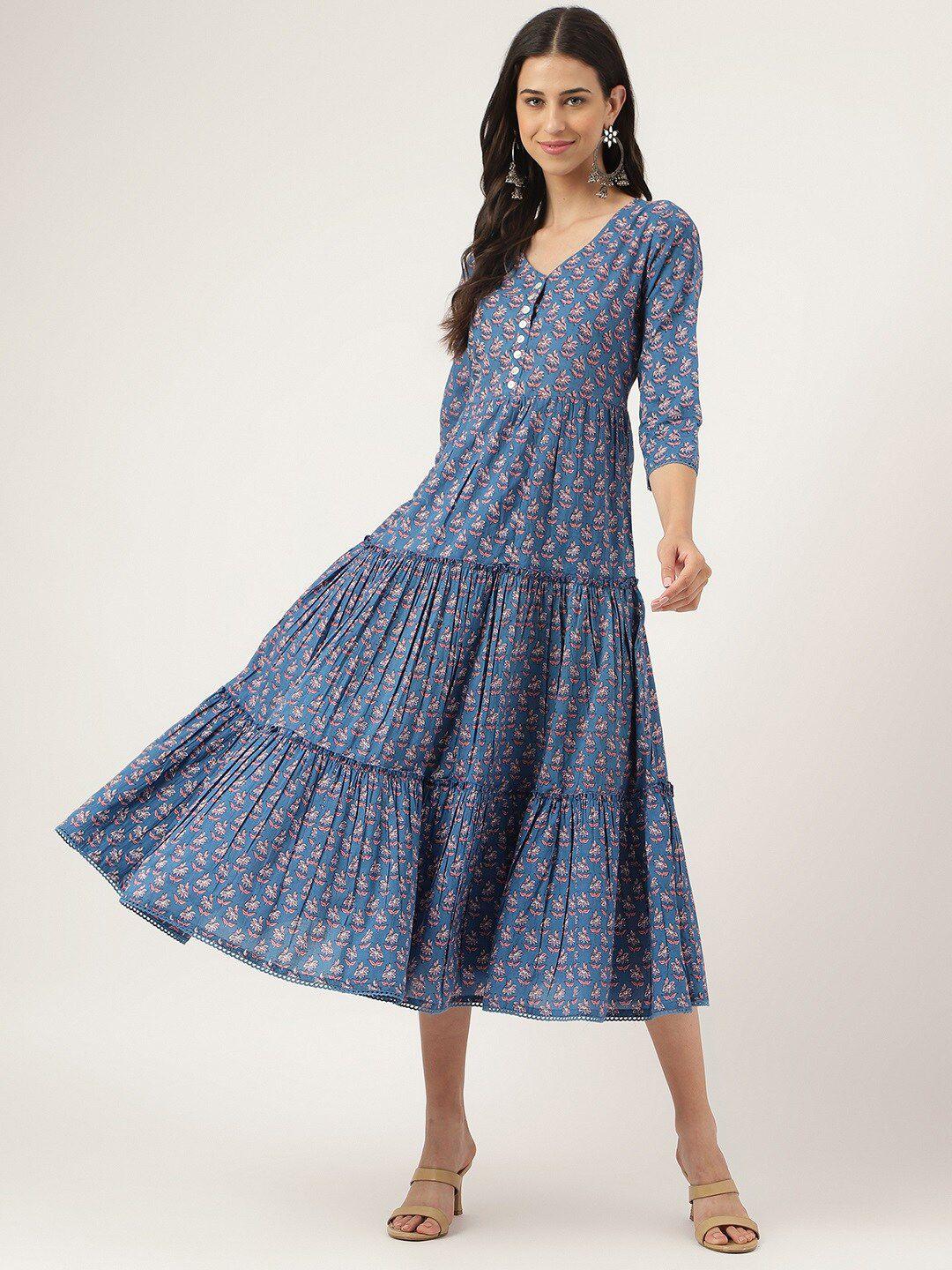 divena ethnic motifs print a-line midi dress