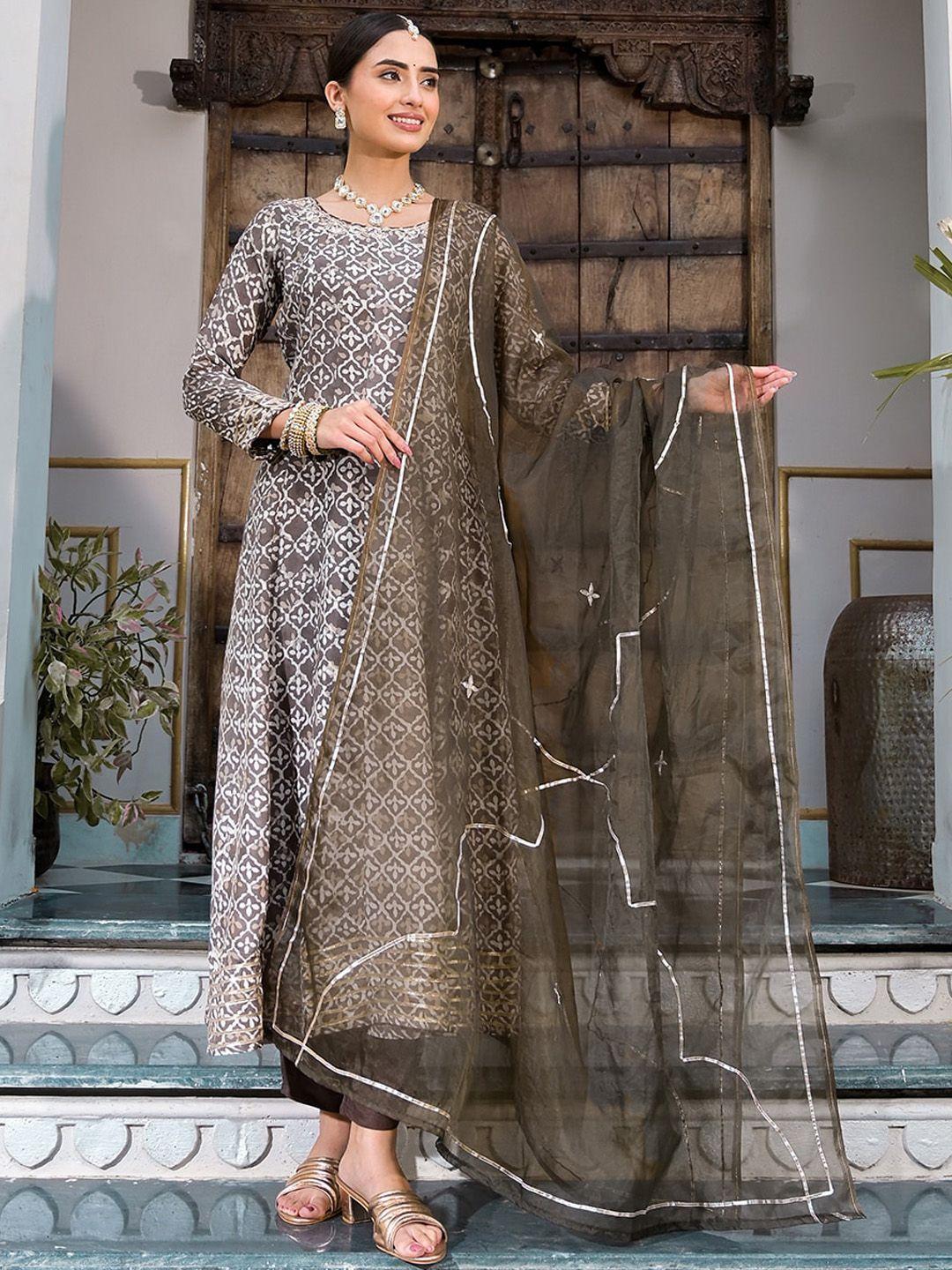 divena ethnic motifs printed kurta with trousers & dupatta