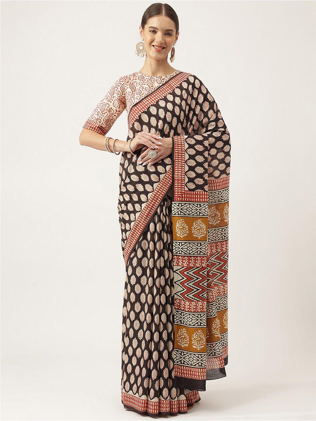 divena ethnic motifs pure cotton bagru saree