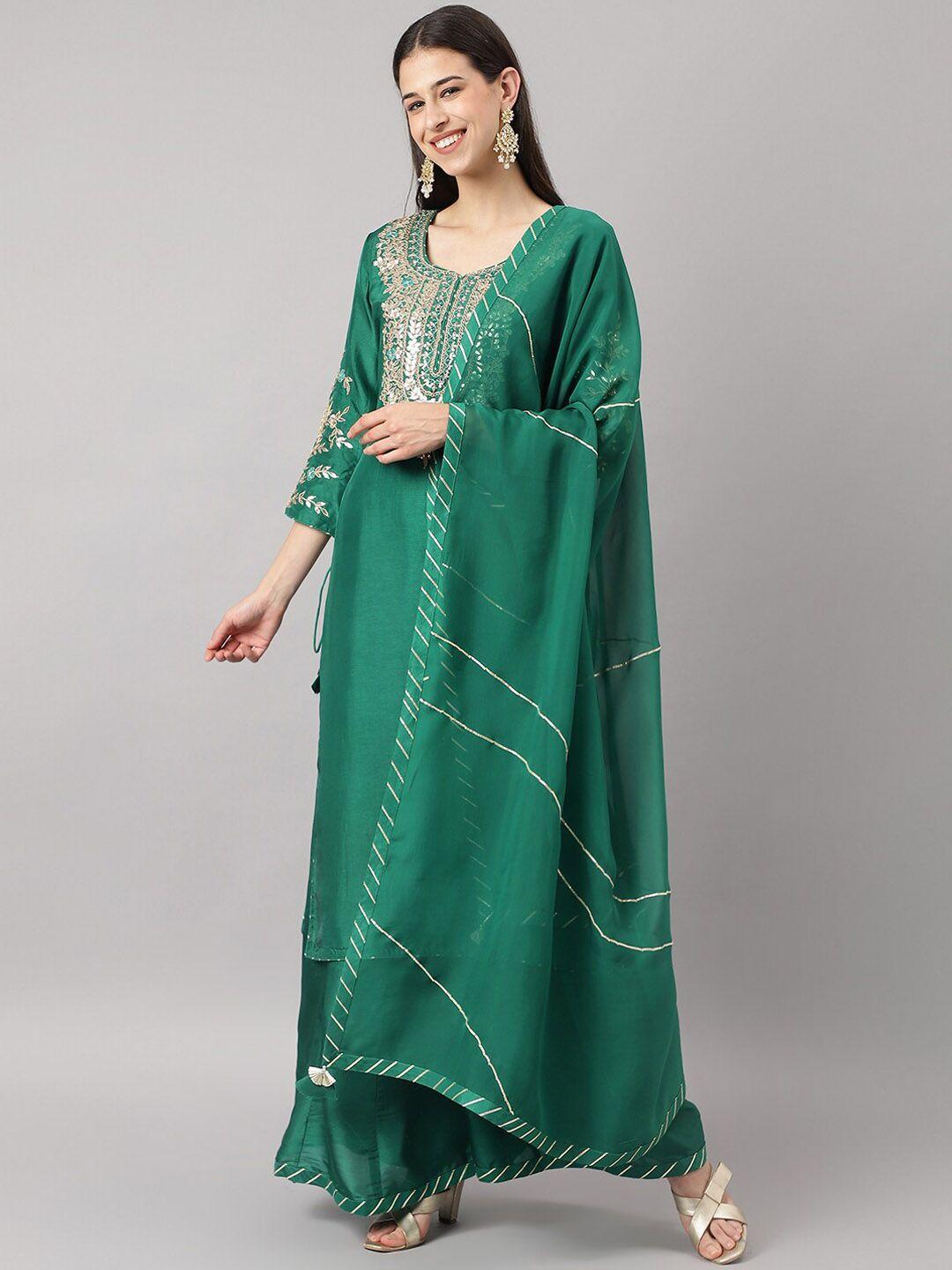 divena ethnic motifs yoke design zardozi pure silk kurta with sharara & dupatta