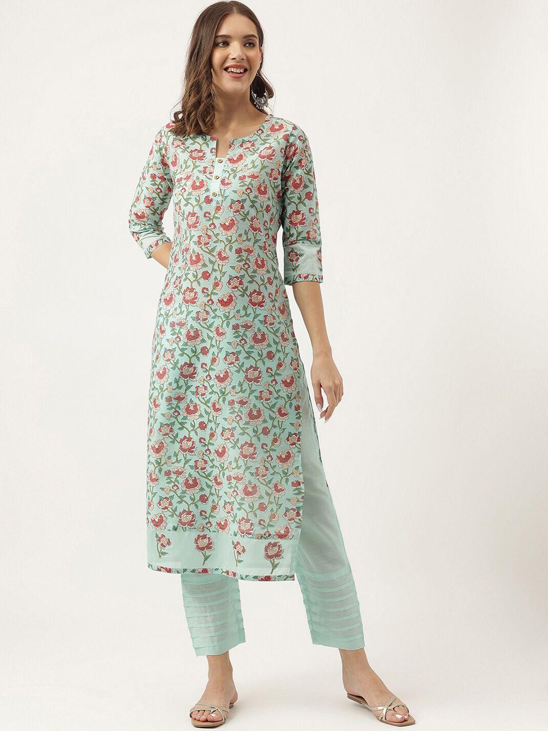 divena ethnic printed chanderi silk straight kurta with trousers
