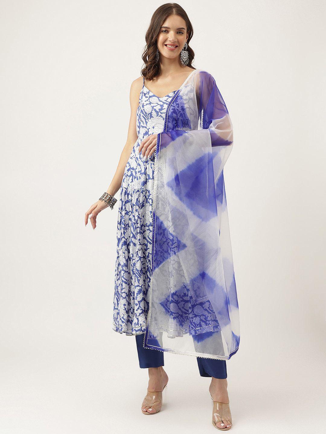 divena ethnic printed straight kurta with trousers & with dupatta