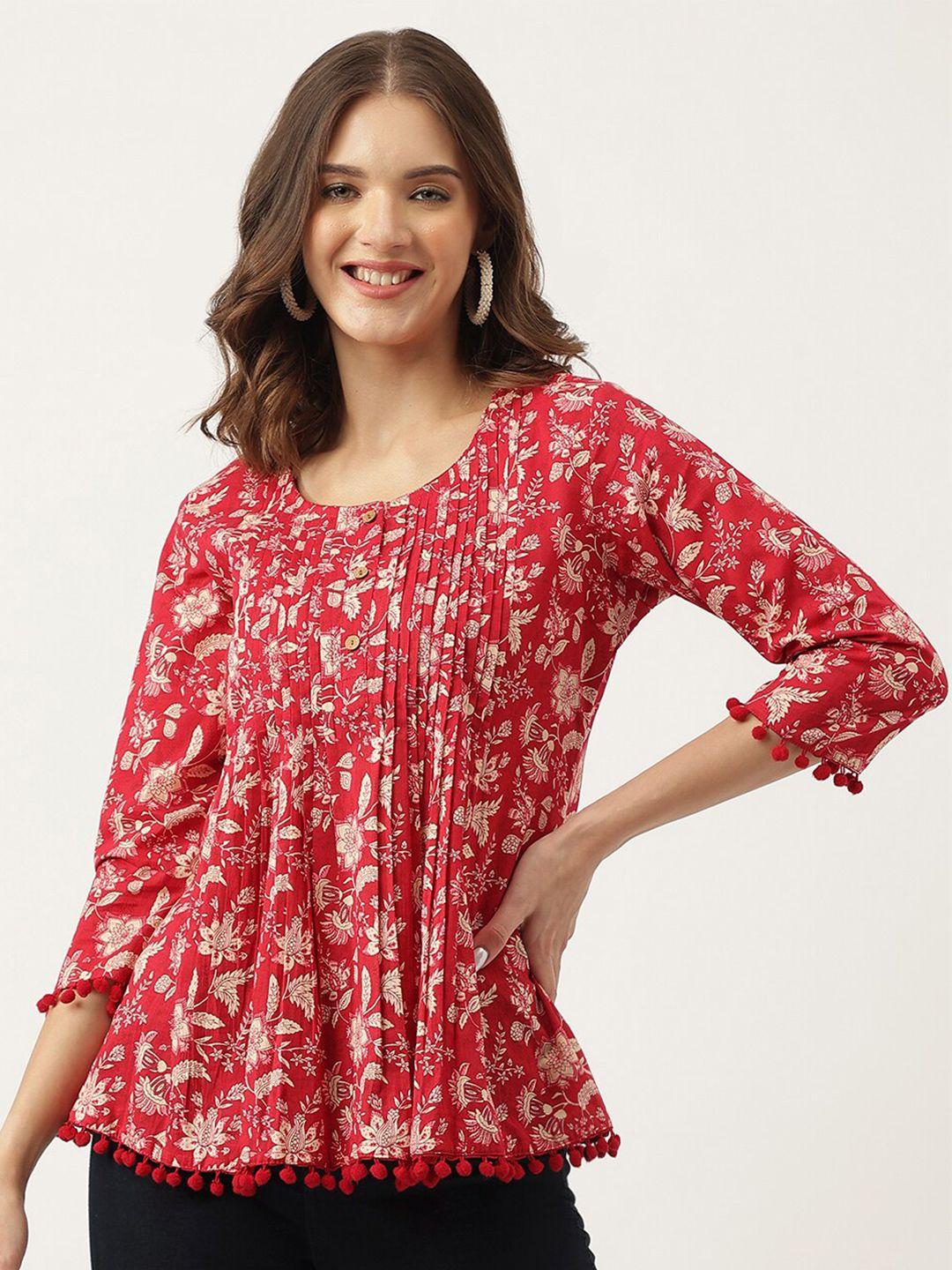 divena floral printed cotton a-line top