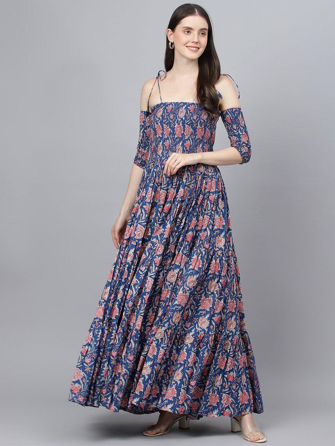 divena floral printed fit & flare cotton dress