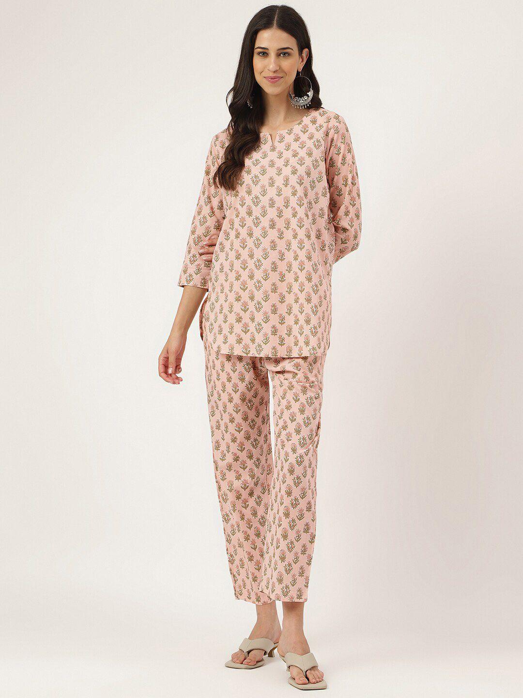 divena floral printed pure cotton night suit