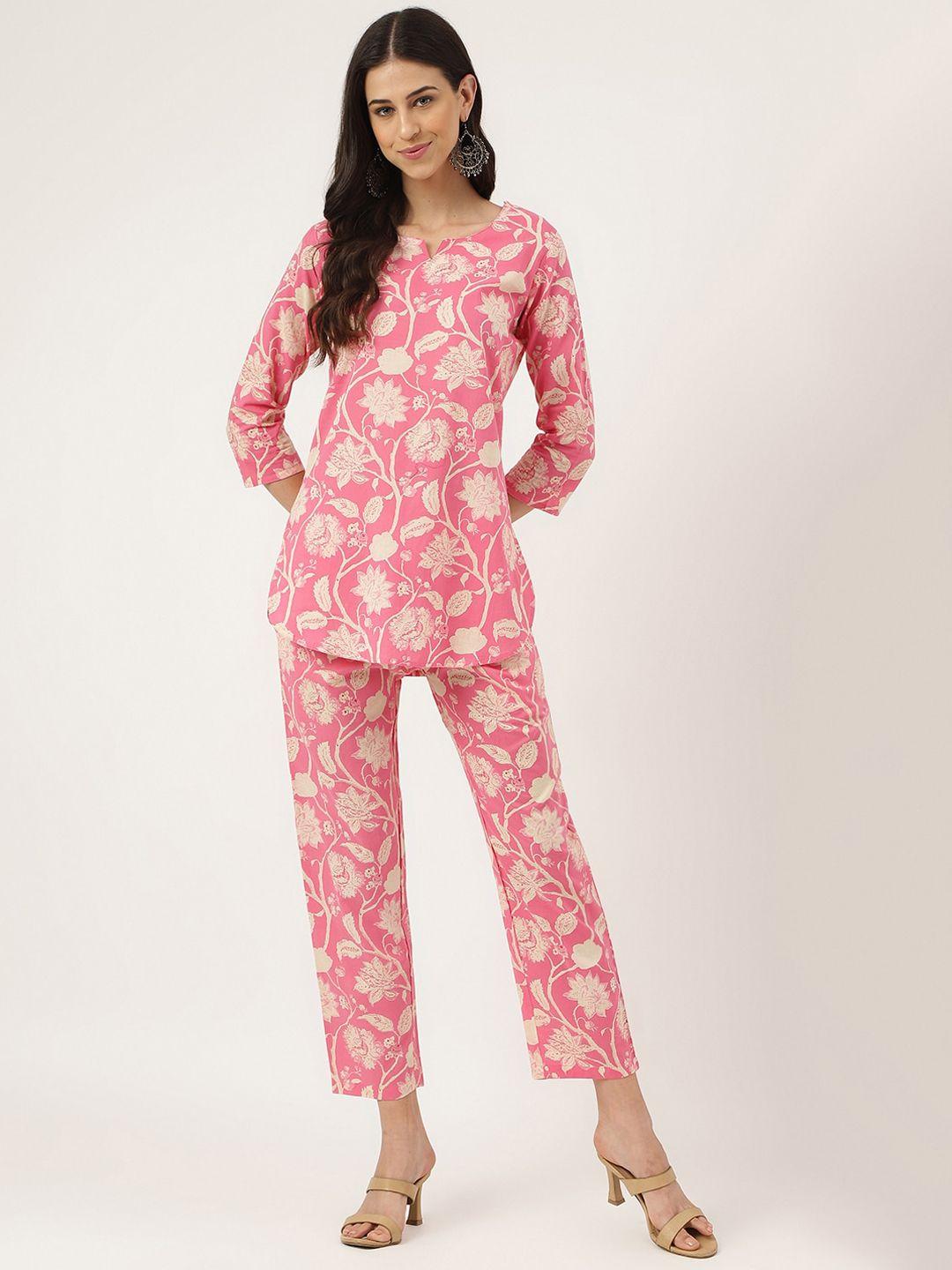 divena floral printed pure cotton night suit