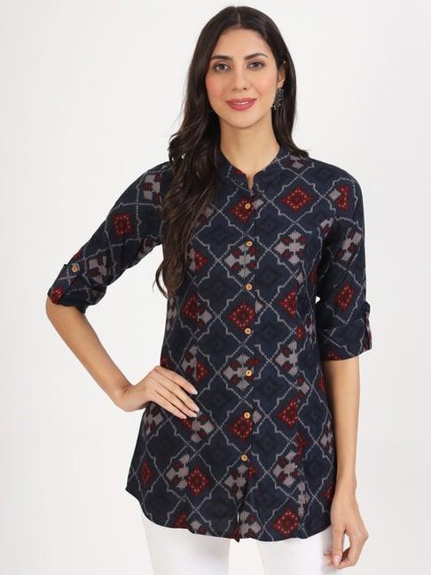 divena navy printed tunic