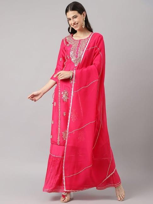 divena pink embellished kurta sharara set with dupatta
