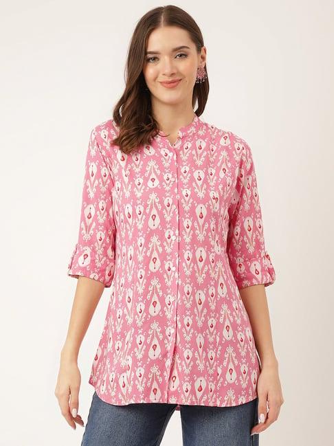 divena pink printed a-line kurti