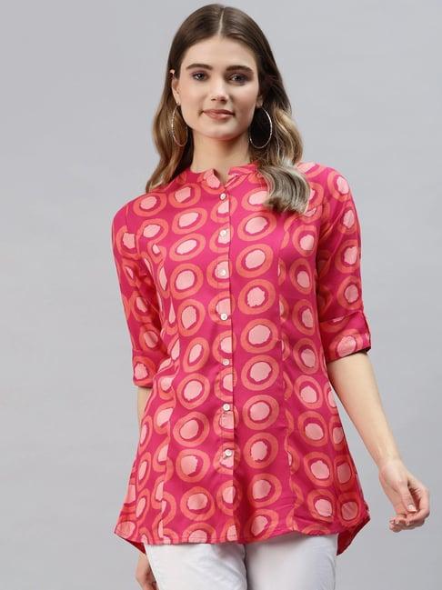 divena pink printed a-line tunic