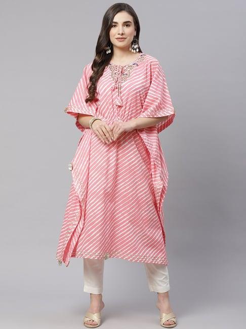 divena pink zari kaftan kurta