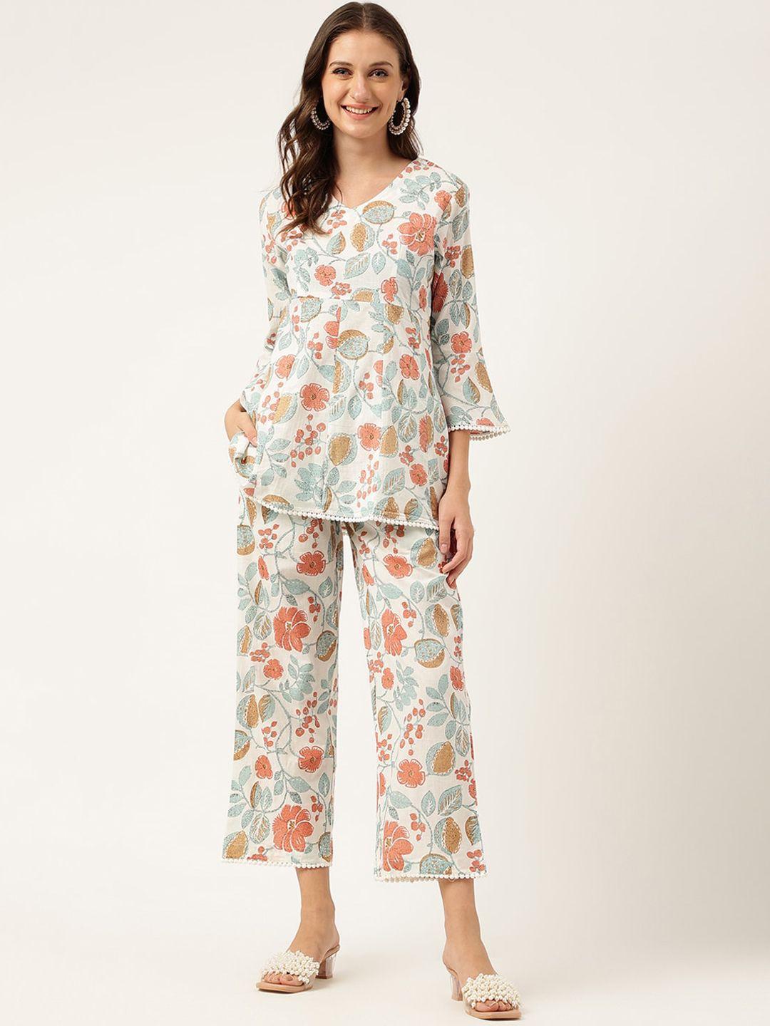 divena printed pure cotton tunic and trousers co-ords