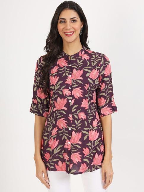 divena purple floral print tunic