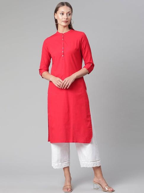 divena red straight kurta