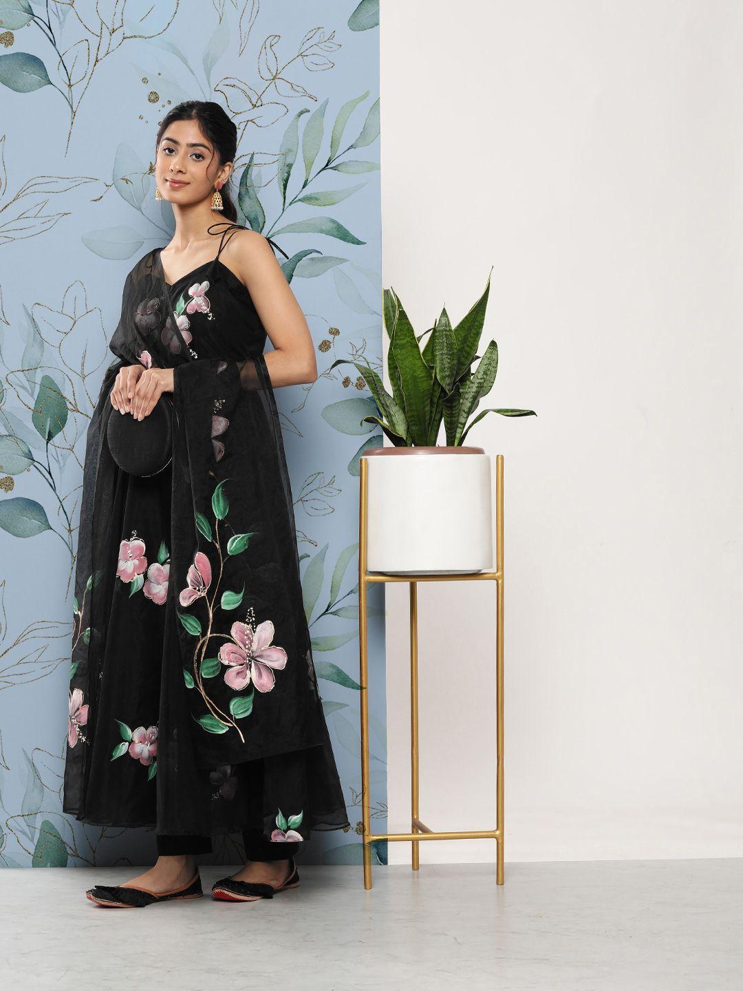 divena women floral printed kurta with trousers & with dupatta