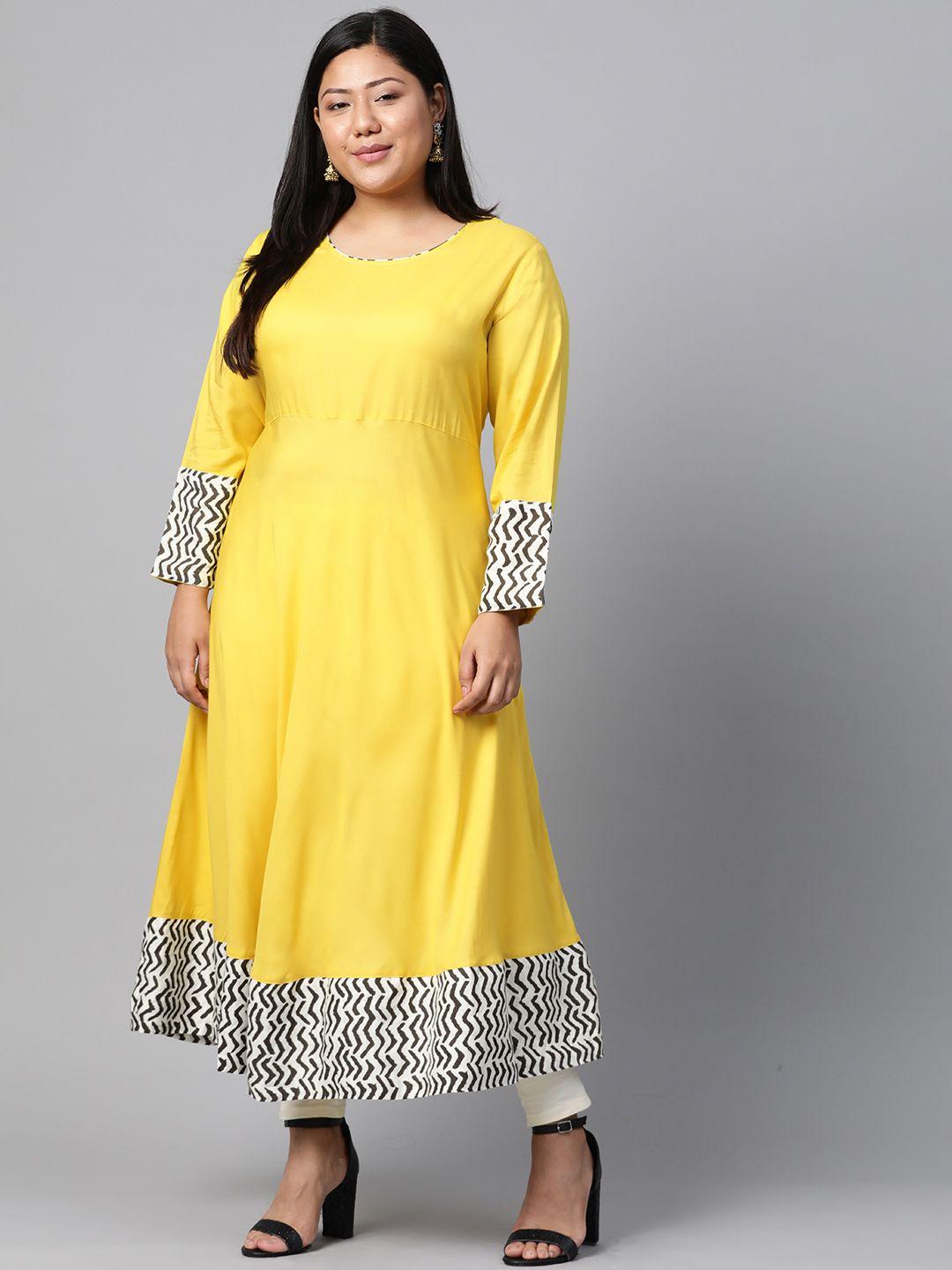 divena women yellow solid anarkali kurta