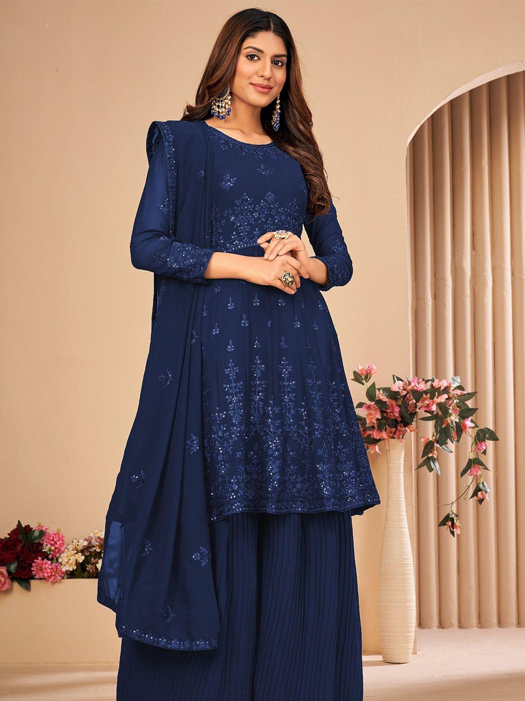 divine international trading co blue embroidered unstitched dress material