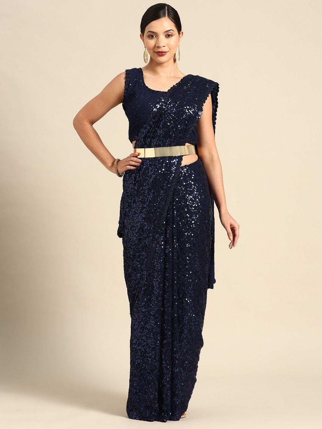 divine international trading co embellished sequinned embroidered heavy work saree