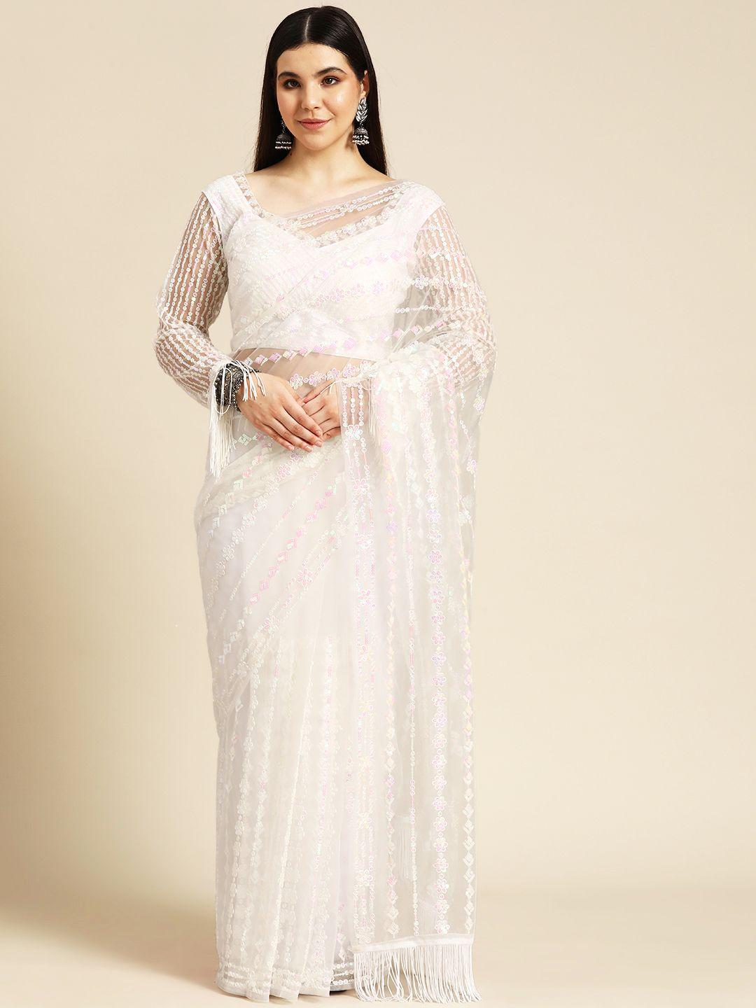 divine international trading co embellished sequinned net saree