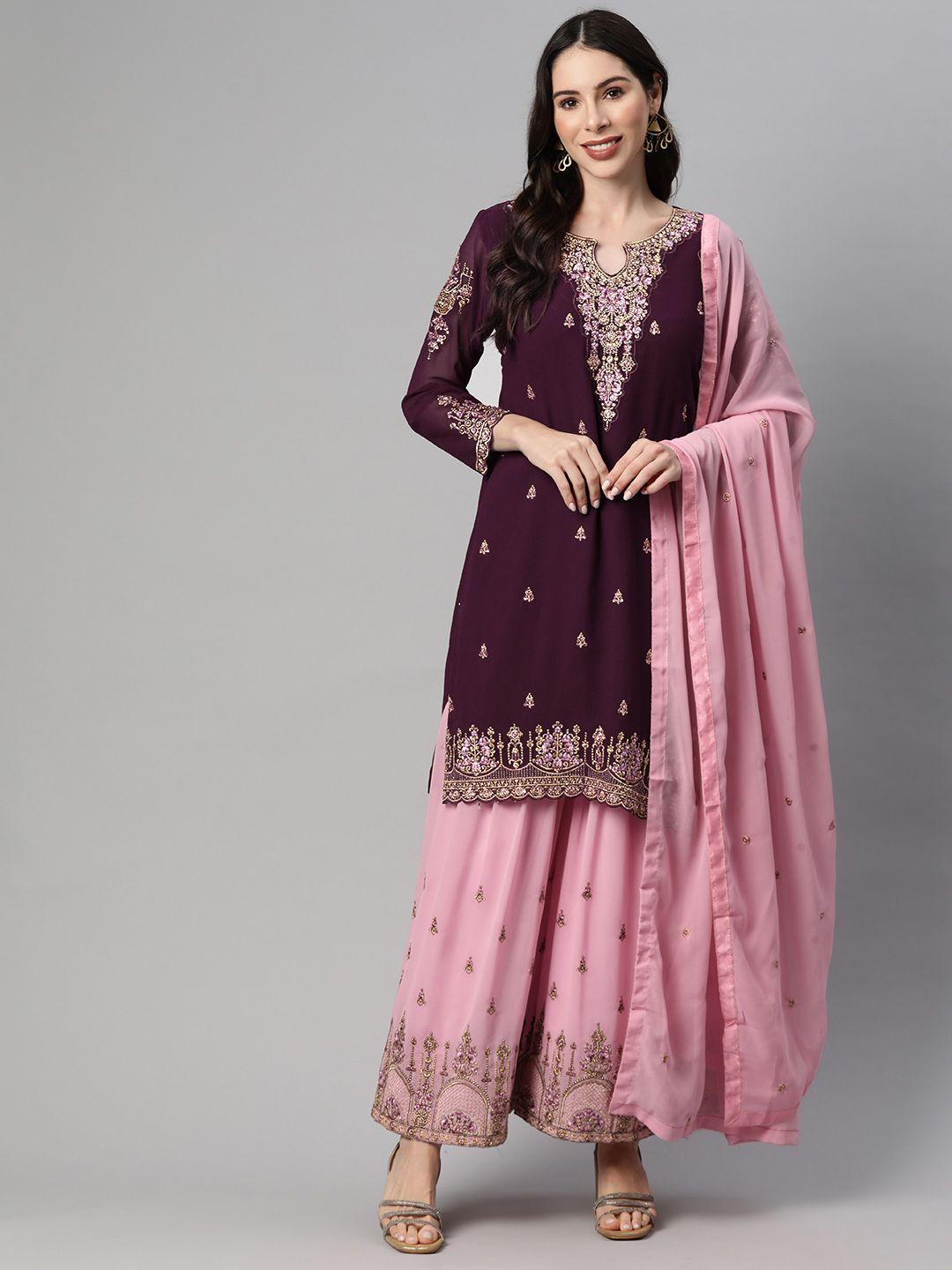 divine international trading co embroidered semi-stitched dress material