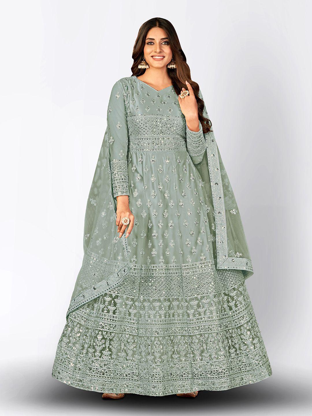 divine international trading co embroidered semi-stitched dress material