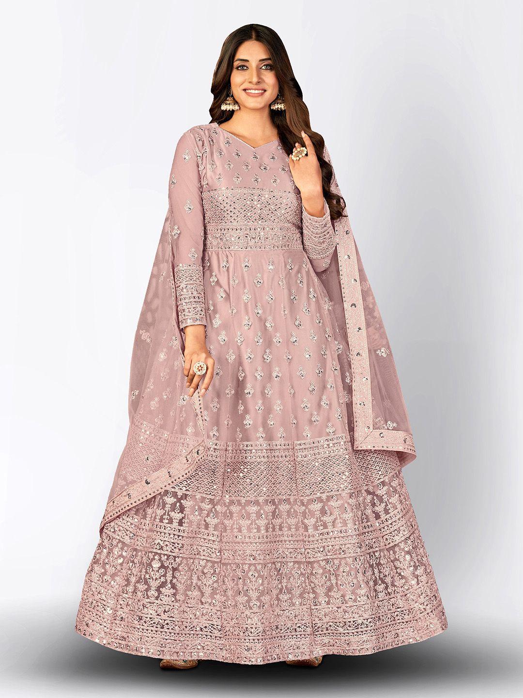 divine international trading co embroidered semi-stitched dress material