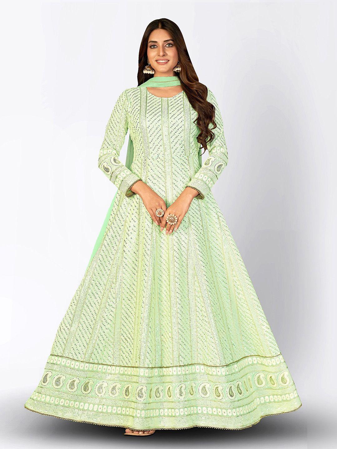 divine international trading co ethnic motifs embellished semi-stitched dress material