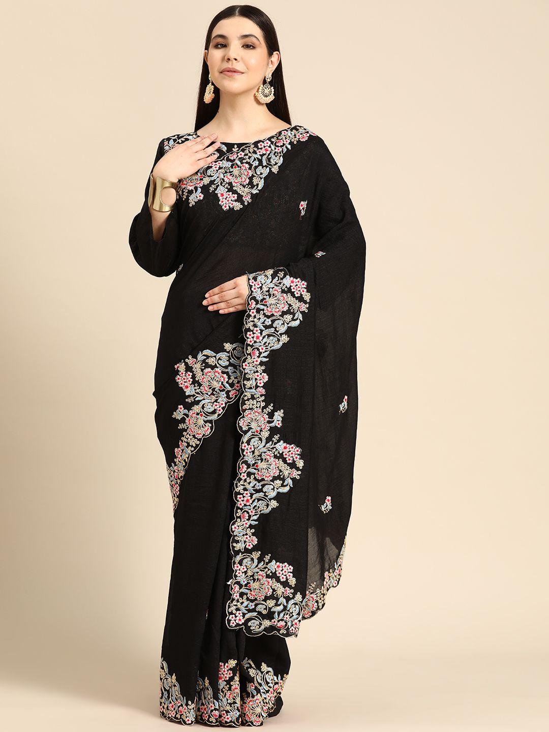 divine international trading co floral embroidered saree