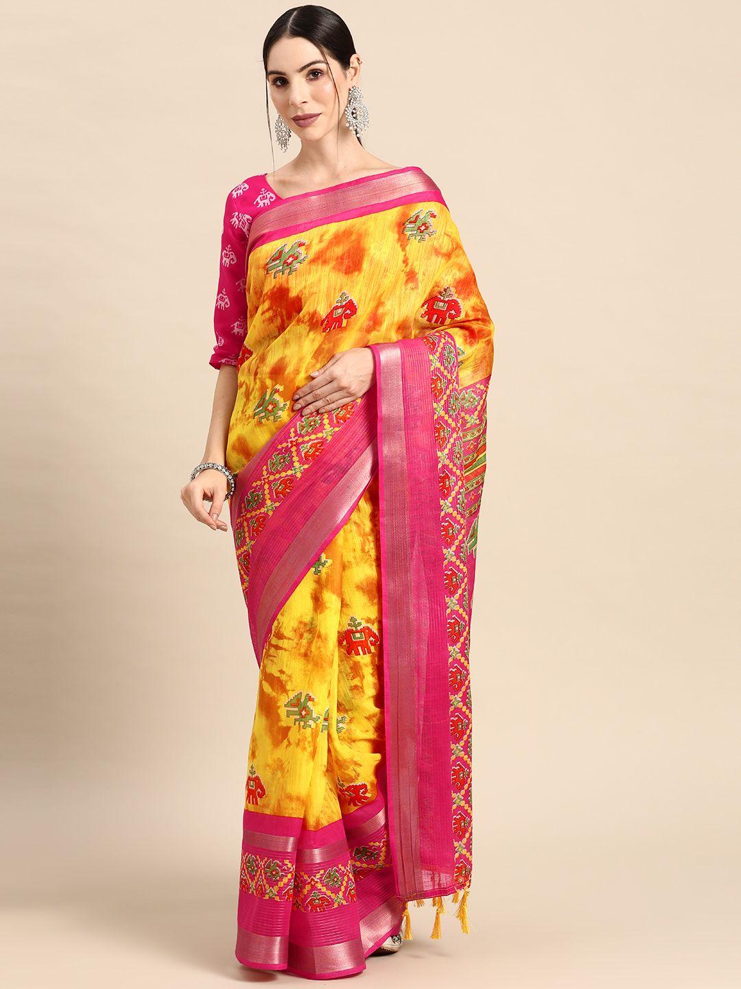 divine international trading co floral zari patola printed saree