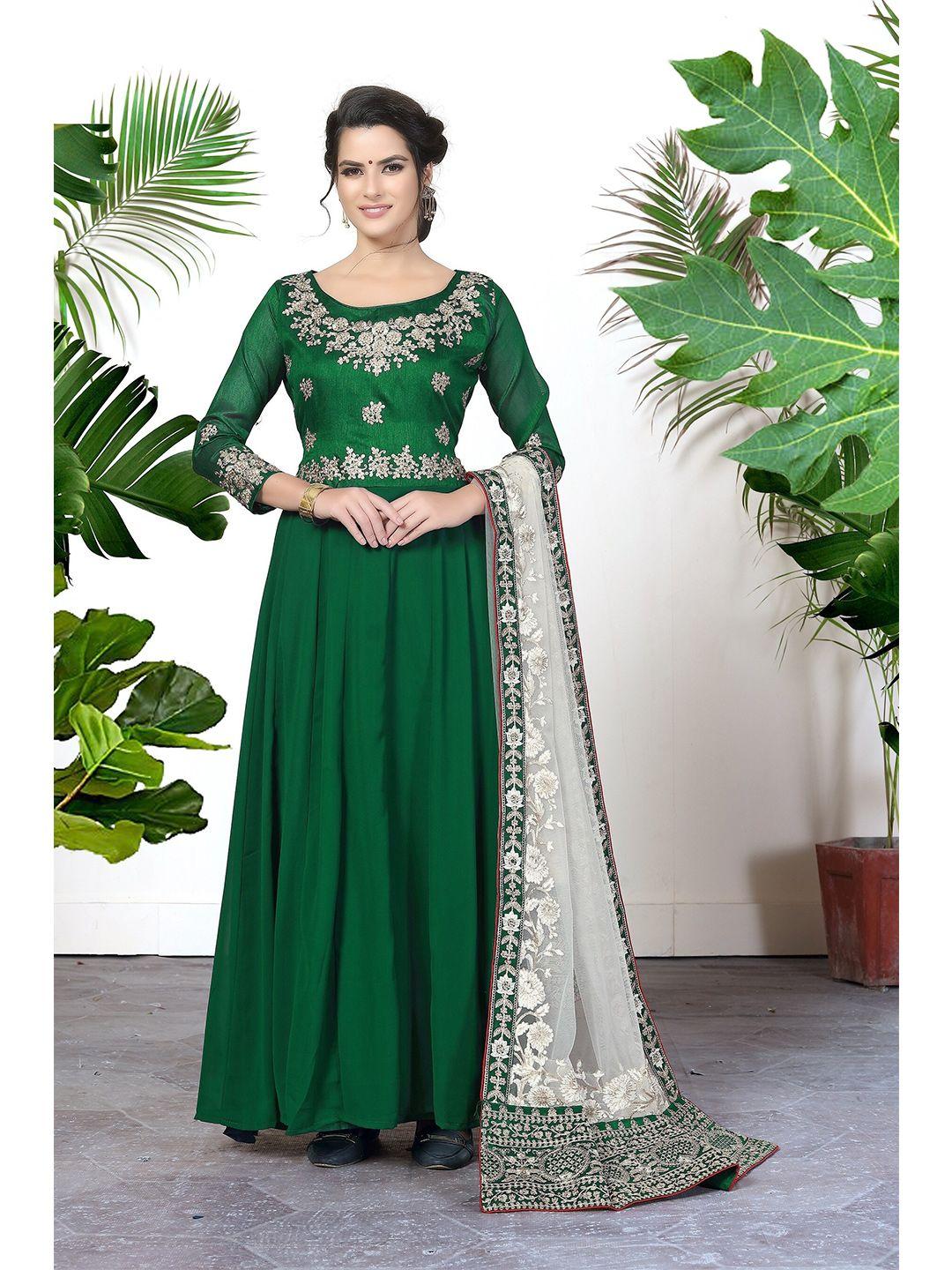 divine international trading co green & white embroidered unstitched dress material