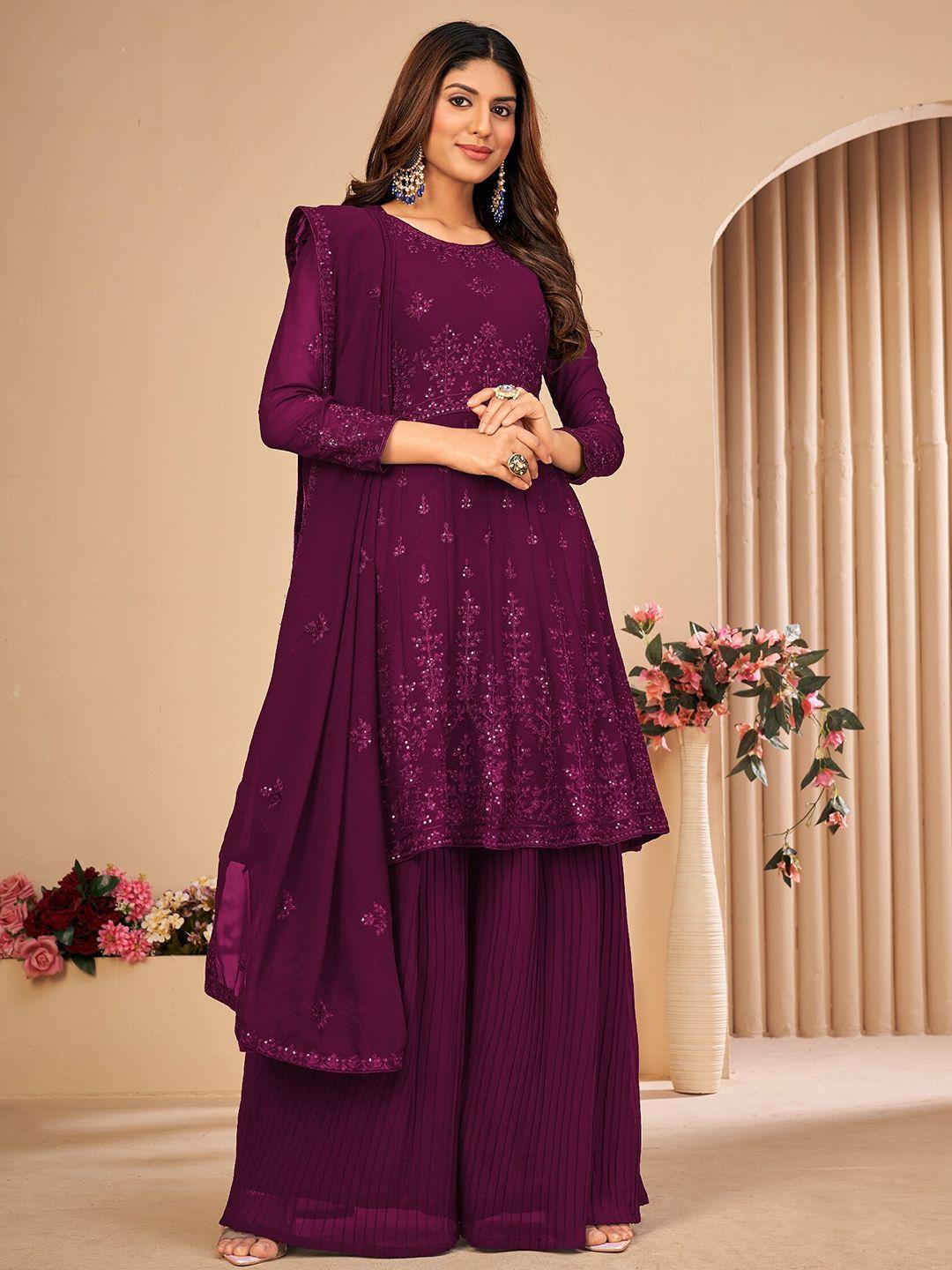 divine international trading co purple embroidered unstitched dress material