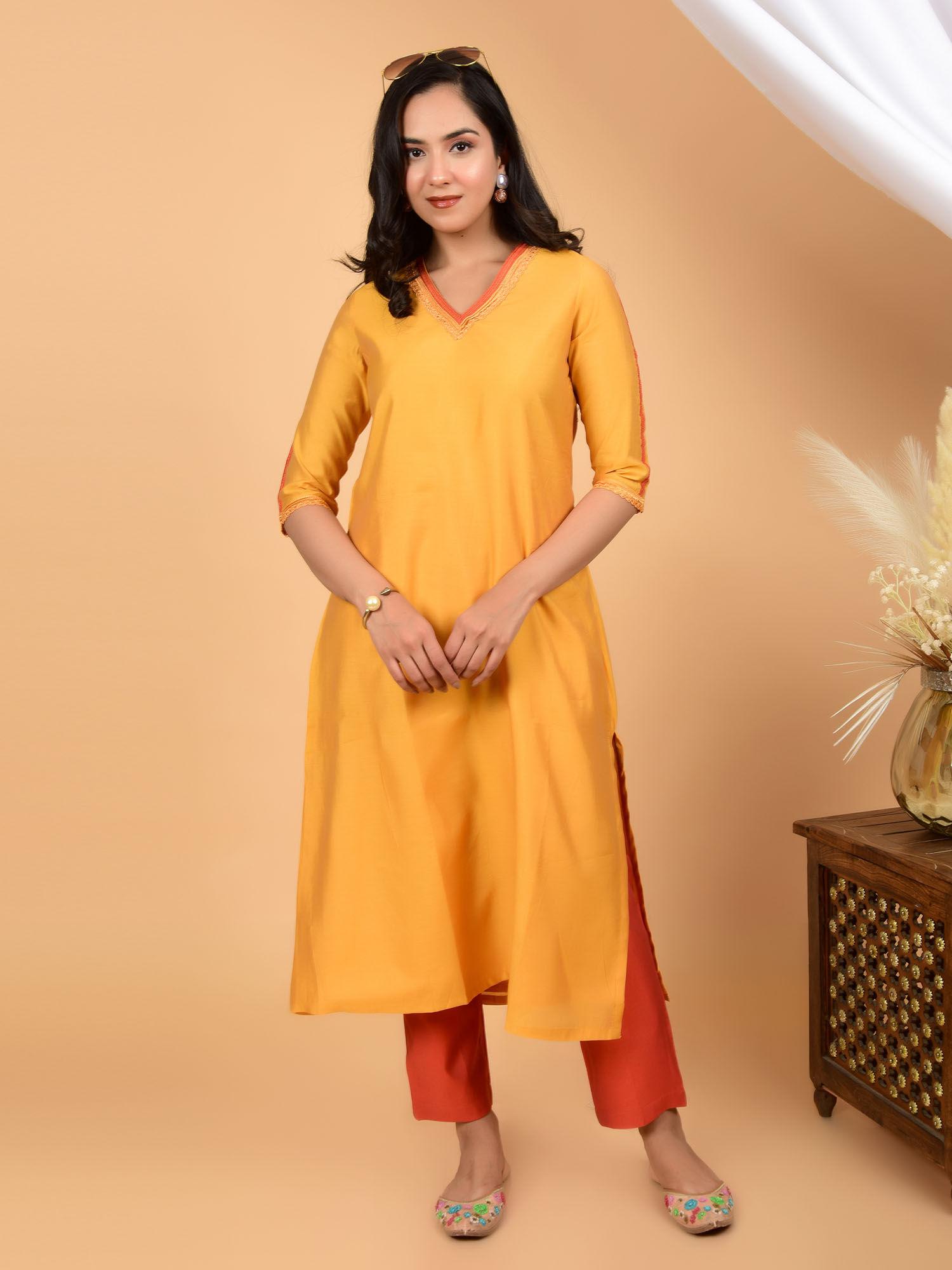 divine pure chanderi silk kurta and pant set