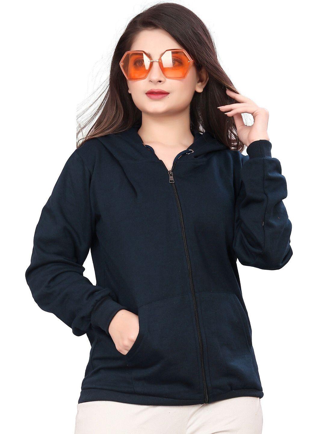 divra clothing hooded fleece front-open sweatshirt