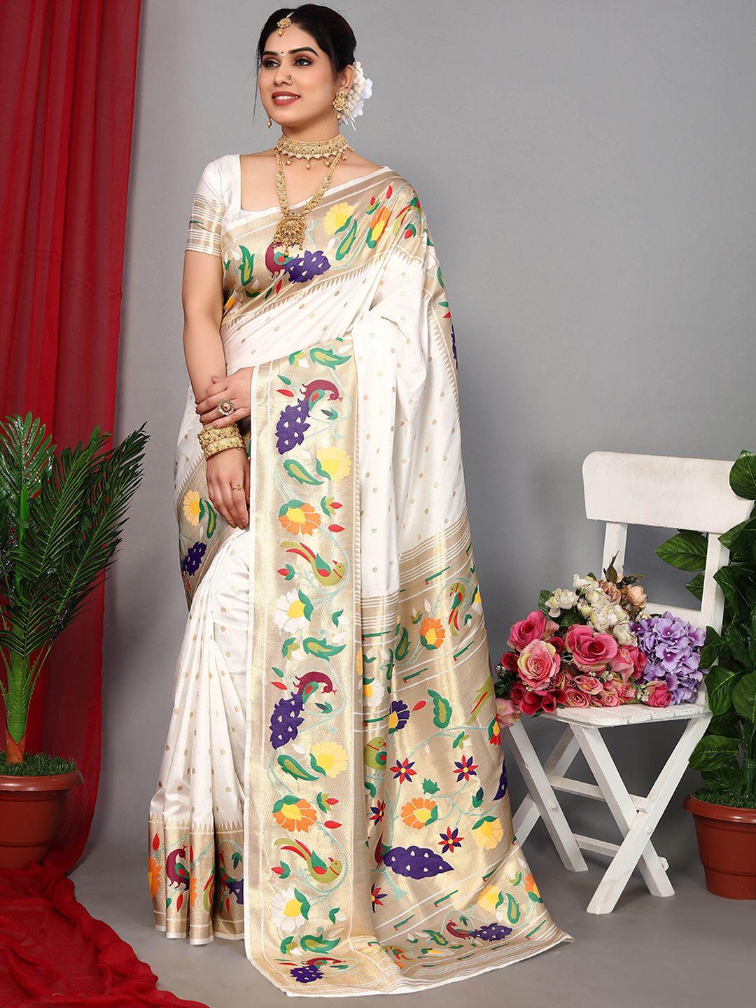 divyadham textiles floral woven design zari pure silk banarasi saree