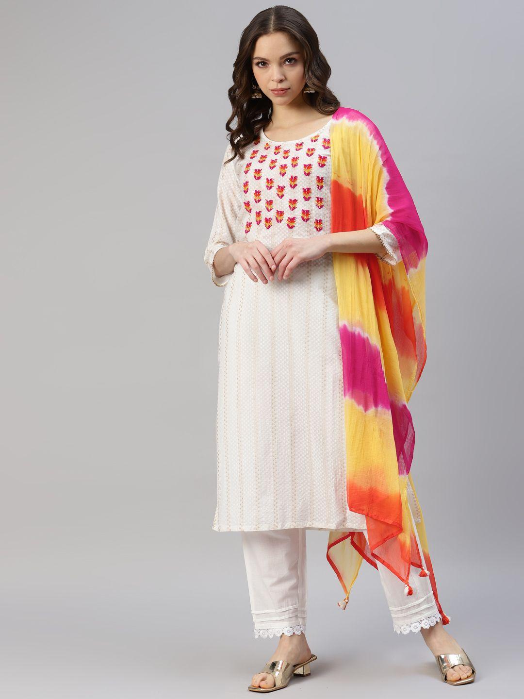 divyank women ethnic motifs yoke design kurta with trousers & dupatta