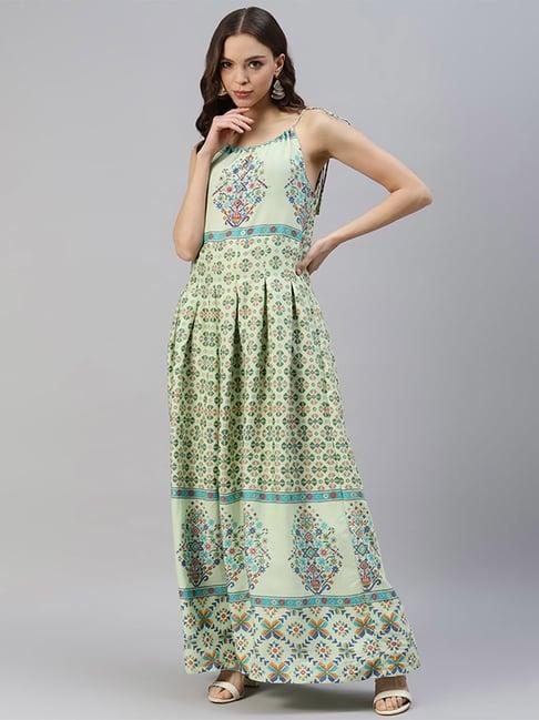 divyank green floral print maxi dress