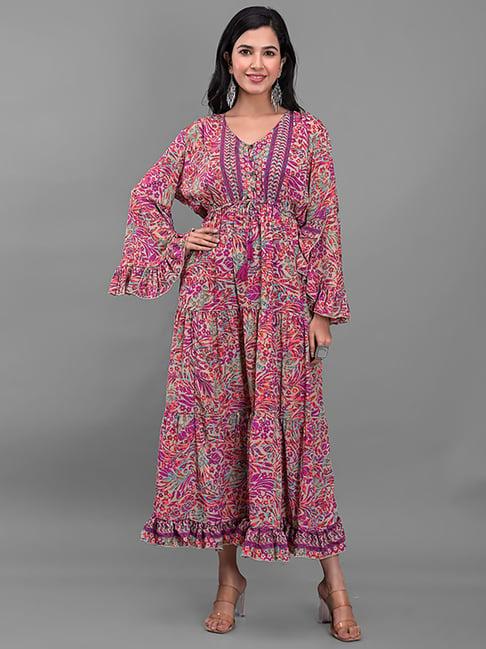 divyank pink floral print maxi dress