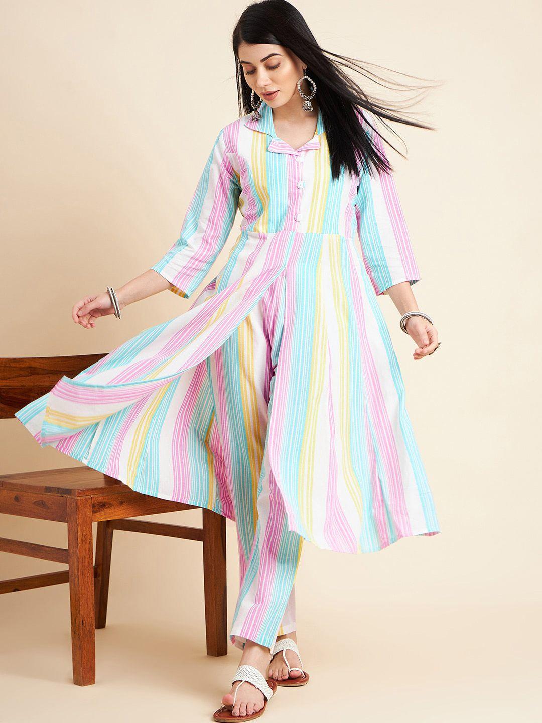 divyank striped regular pure cotton kurta with trousers