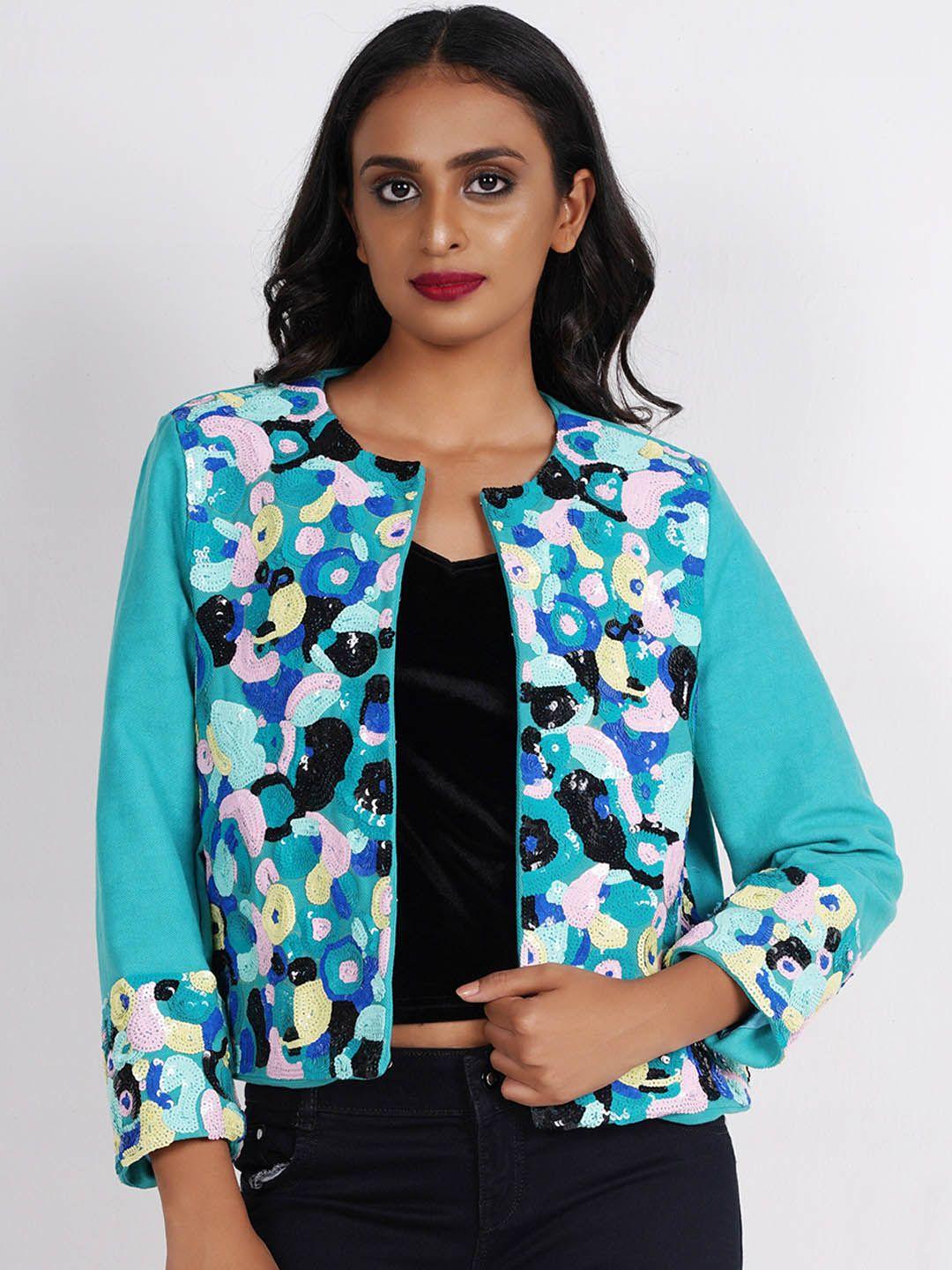 diwaah self design sequined open front jacket