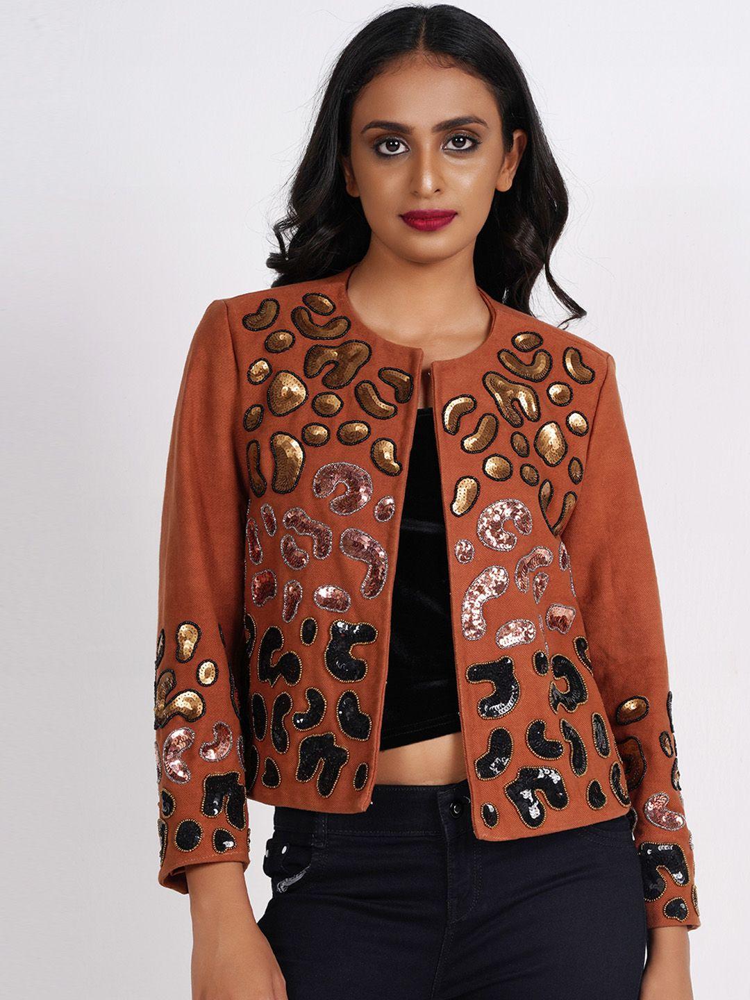 diwaah self design sequined open front jacket