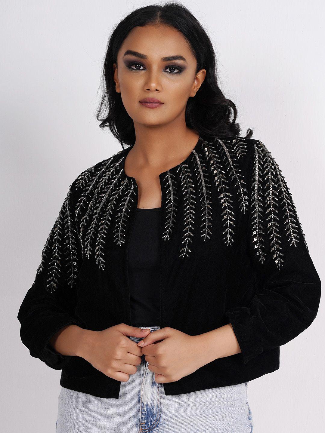 diwaah sequined detail crop tailored jacket