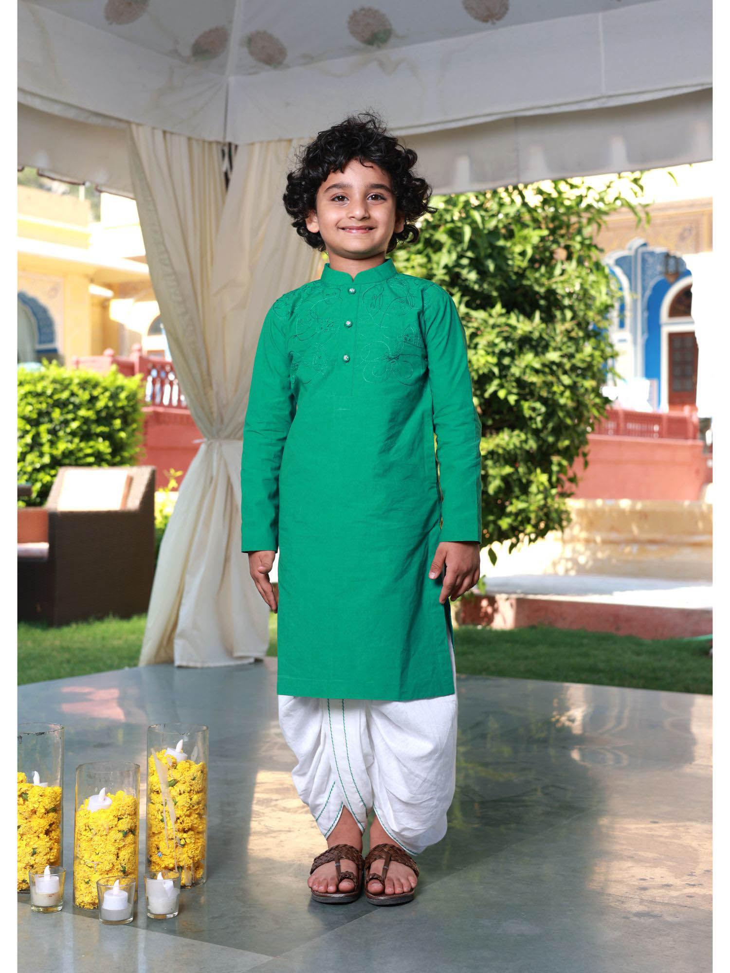 diwali doodle kurta and dhoti (set of 2)