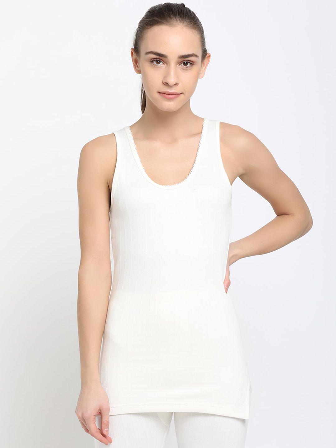 dixcy scott slimz women off-white solid sleeveless thermal camisole
