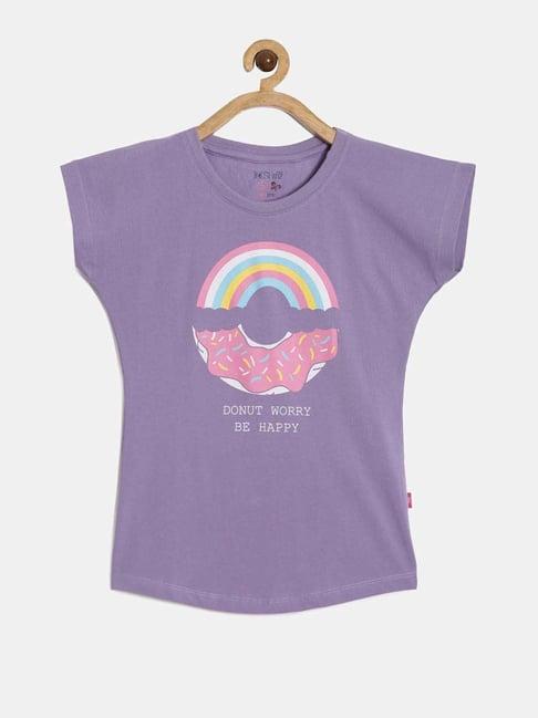 dixcy slimz kids purple cotton printed t-shirt